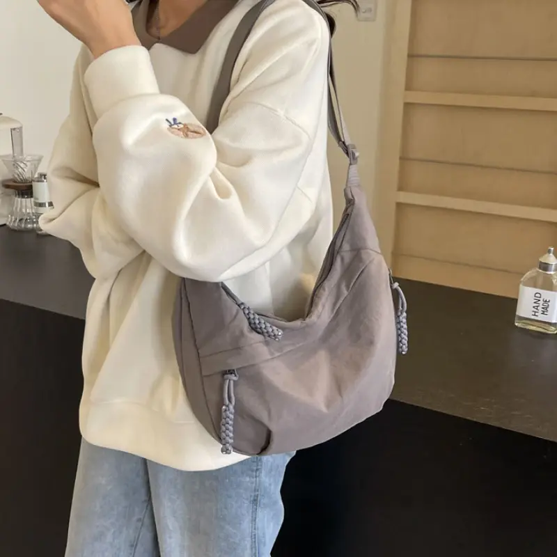 Simple Women's Nylon Shoulder Bag Large Capacity Hobos Messenger Bags for Girls School Fashion Crossbody Female Casual Handbags