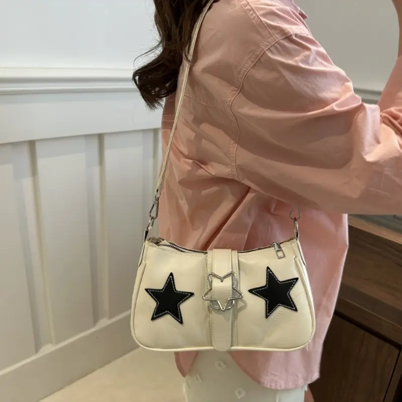 Y2K Hot Girls Star Shoulder Bags PU Leather Women's Underarm Bag Fashion Design Female Crossbody Bag Handbags Phone Purse
