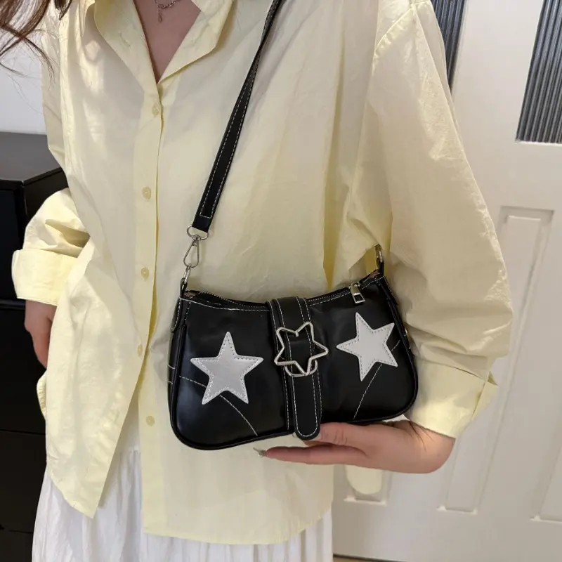 Y2K Hot Girls Star Shoulder Bags PU Leather Women's Underarm Bag Fashion Design Female Crossbody Bag Handbags Phone Purse