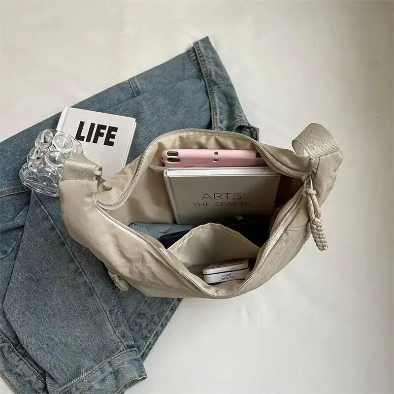 Simple Women's Nylon Shoulder Bag Large Capacity Hobos Messenger Bags for Girls School Fashion Crossbody Female Casual Handbags