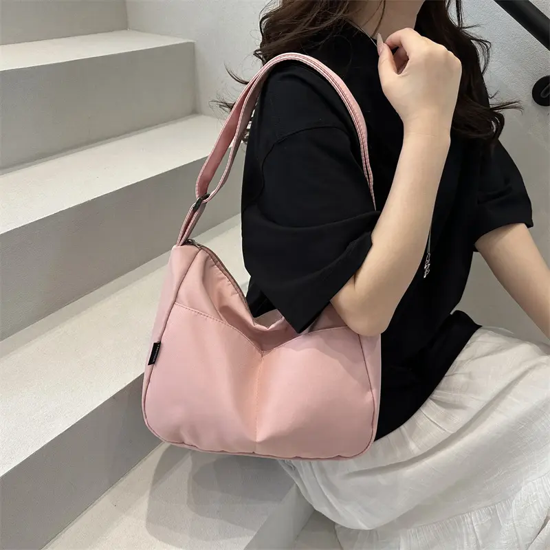 Simple Sports Women Nylon Shoulder Bag Commuter Solid Color Girls Messenger Bags Fashion Large-capacity Ladies Handbags Tote