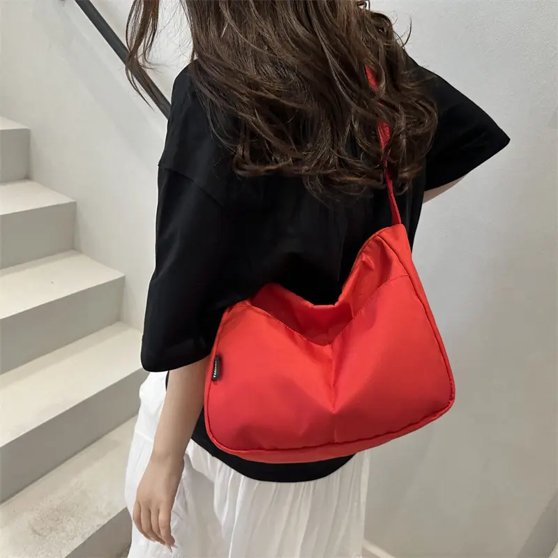 Simple Sports Women Nylon Shoulder Bag Commuter Solid Color Girls Messenger Bags Fashion Large-capacity Ladies Handbags Tote