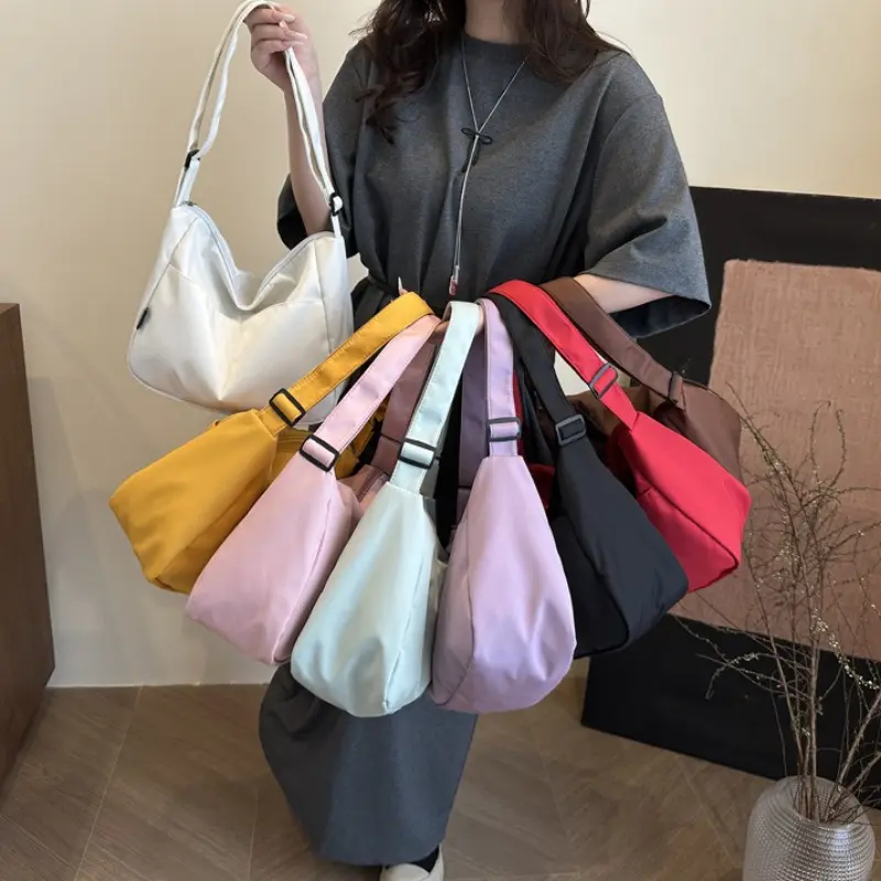 Simple Sports Women Nylon Shoulder Bag Commuter Solid Color Girls Messenger Bags Fashion Large-capacity Ladies Handbags Tote