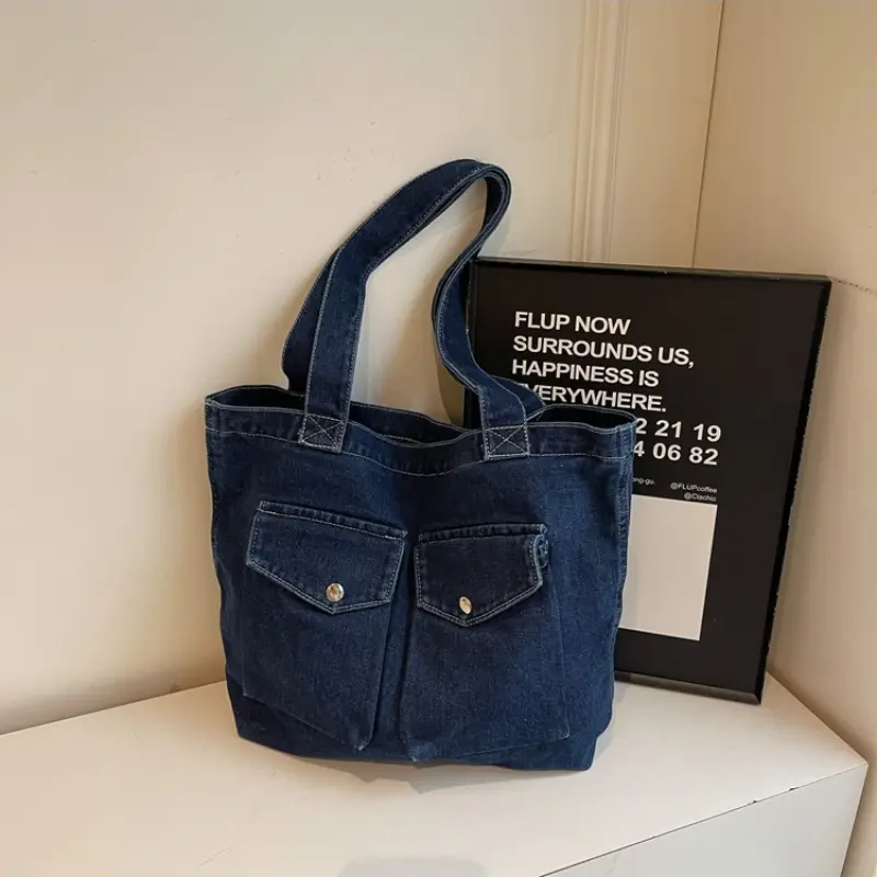 Retro Design Women's Denim Shoulder Bags Large Capacity Ladies Travel Handbags Commuter College Girls Book Tote Shopper Bag