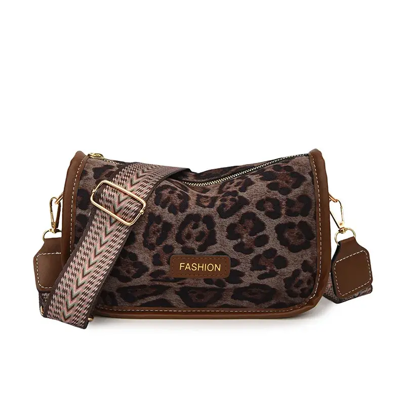 Leopard Print Small Messenger Bags for Women Vintage Pillow Shoulder Bag Ladies Faux Suede Crossbody Handbag Female Clutch Purse