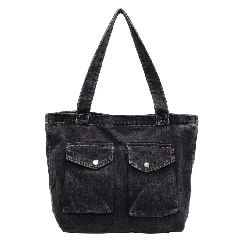 Retro Design Women's Denim Shoulder Bags Large Capacity Ladies Travel Handbags Commuter College Girls Book Tote Shopper Bag