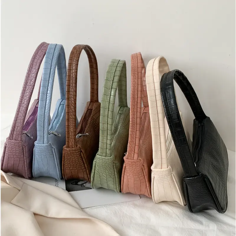 Soft PU Leather Crocodile Pattern Women Underarm Bag Vintage Design Casual Ladies Small Shoulder Bag Female Tote Purse Handbags