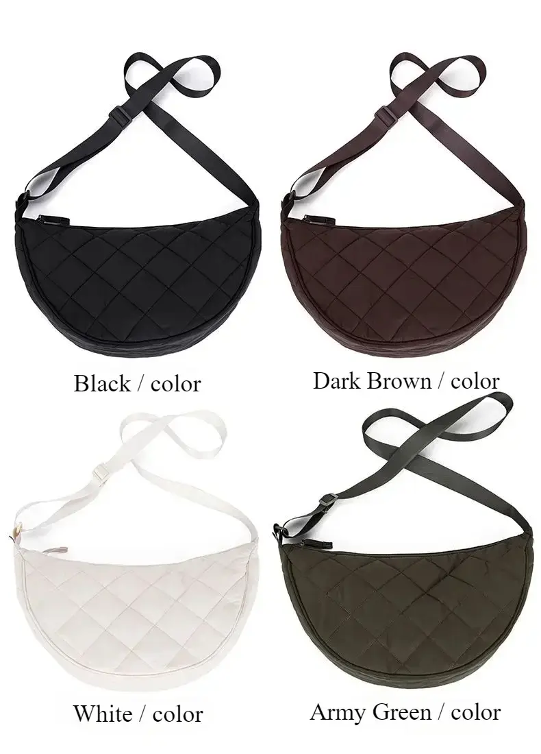 Quilted Plaid Women's Hobos Shoulder Bags Travel Shopping Ladies Crossbody Bag Large Capacity Nylon Female Handbags Purse