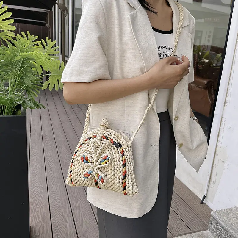 Fashion Colorful Straw Design Women's Shoulder Bags Casual Lightweight Ladies Crossbody Shell Bag Portable Female Phone Handbags