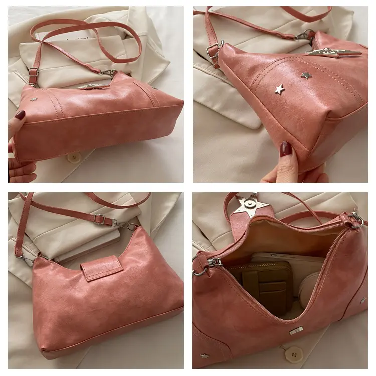 Punk Style Star Design Women Hobos Shoulder Bags Casual Y2k Cool Hot Girls Pu Crossbody Bag Commuter Female Phone Handbags Purse