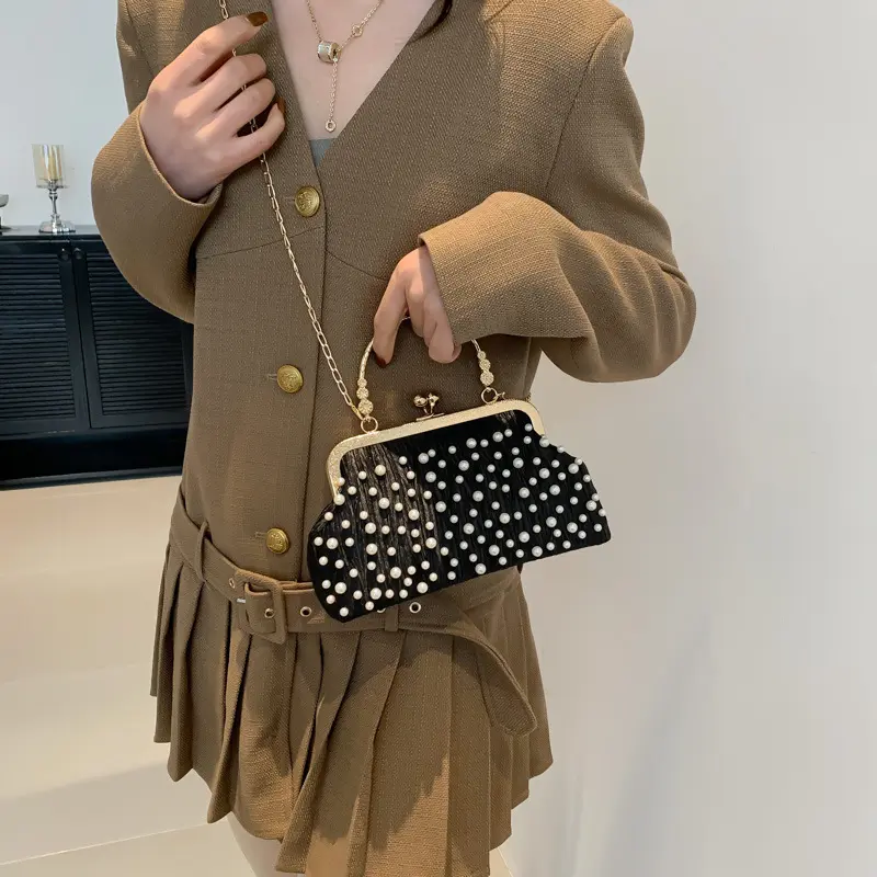 Fashion Pearl Design Women Shoulder Bags Elegant Ladies Chain Crossbody Evening Bag Clutch Casual Simple Female Handbags Purse