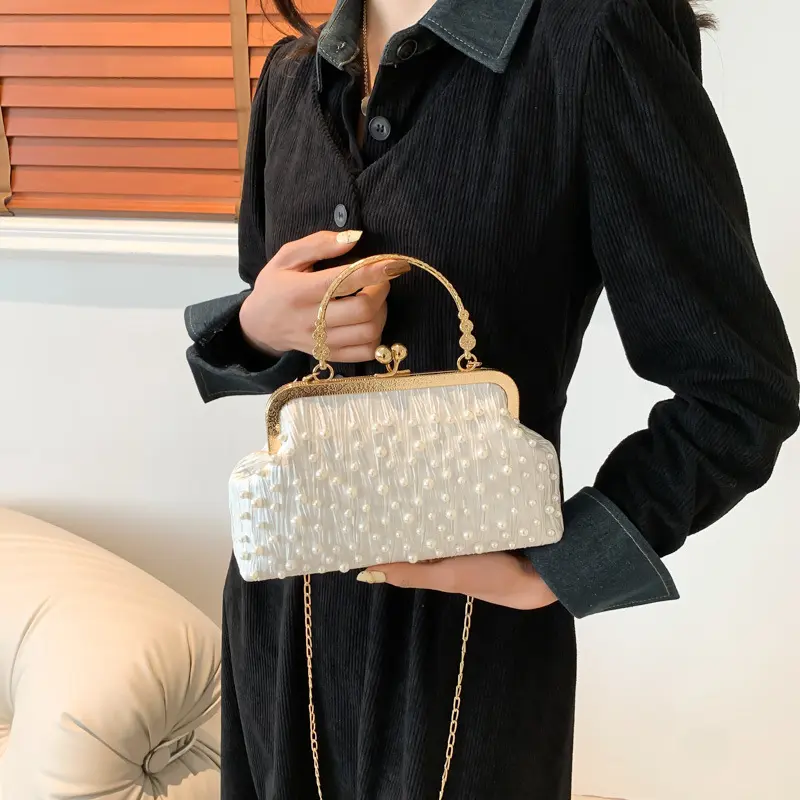 Fashion Pearl Design Women Shoulder Bags Elegant Ladies Chain Crossbody Evening Bag Clutch Casual Simple Female Handbags Purse