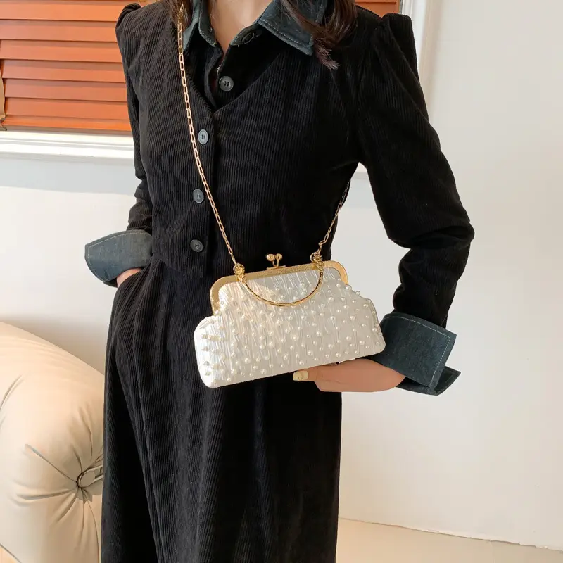Fashion Pearl Design Women Shoulder Bags Elegant Ladies Chain Crossbody Evening Bag Clutch Casual Simple Female Handbags Purse