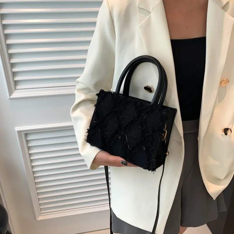 Vintage Canvas Tassel Women's Shoulder Bags Fashion Design Ladies Small Square Crossbody Bag Casual Female Clutch Handbags Purse