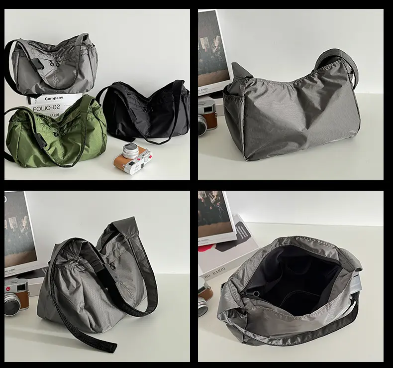 Outdoor Portable Crossbody Bags for Men and Women Commuter Waterproof Youth Shoulder Bag Solid Color Lightweight Female Tote