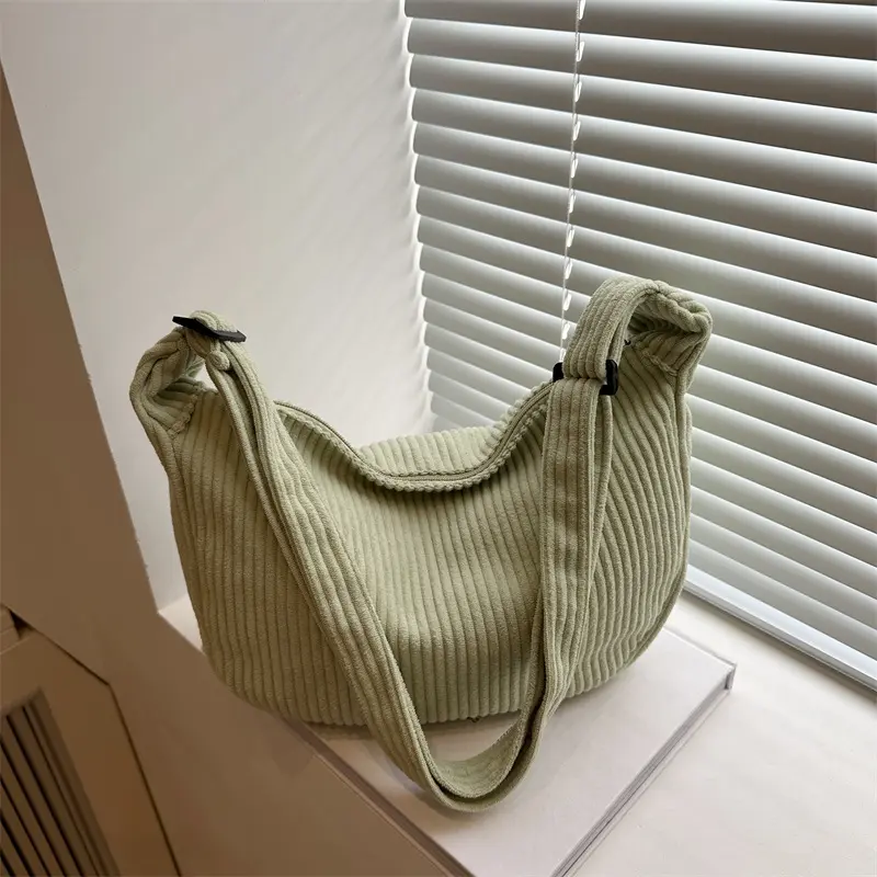 Casual Light Corduroy Hobos Shoulder Bags for Women Simple Solid Color Ladies Crossbody Bag Fashion Female Travel Handbags Tote