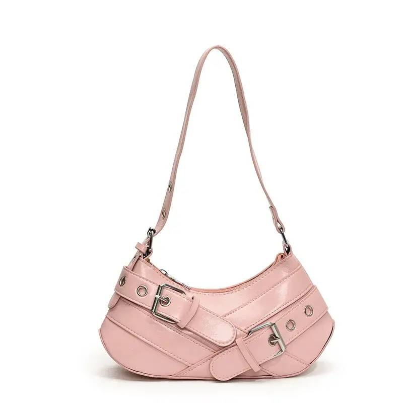 Gothic Punk Y2K Shoulder Bags for Women Fashion Pu Leather Ladies Underarm Bag Design Vintage Female Handbags Small Tote Purse