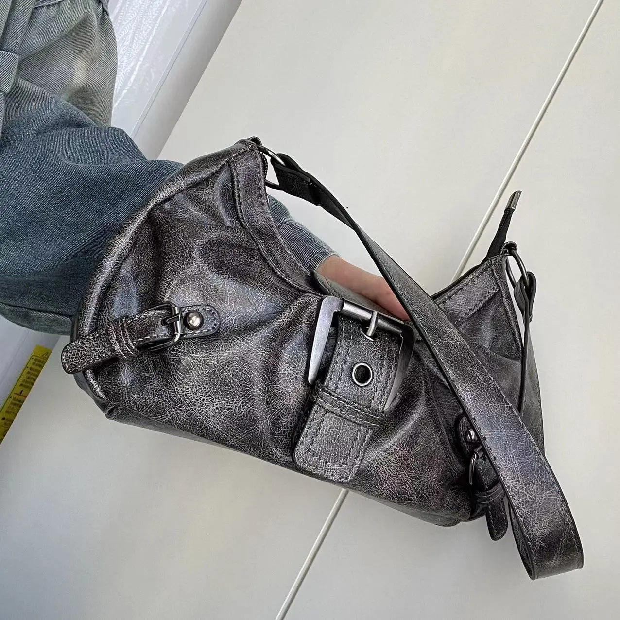 Vintage Maillard Style Women's Shoulder Bags Y2K Hot Girls Underarm Bag Luxury Cool Pu Leather Ladies Handbags Female Tote Purse