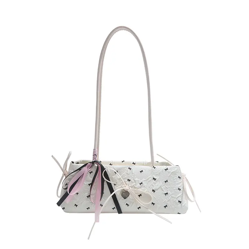 Sweet Bowknot Women's Clutch Purse Handbags Cute Polka Dot Ladies Underarm Bag Contrasting Color Casual Female Shoulder Bags