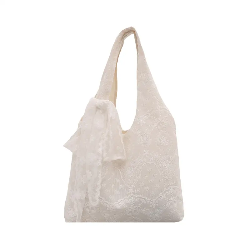 Casual Lace Embroidery Shoulder Bags for Women Simple Versatile Ladies Handbags Large Tote Lightweight Commuter Female Vest Bag