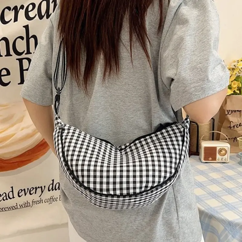 Casual Plaid Hobos Shoulder Bags for Women Large Capacity Commuter Ladies Phone Messenger Bag Summer Travel Girls Handbags Purse