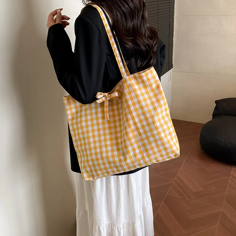 Fashion Plaid Design Shoulder Bags for Women Large Capacity Commuter Ladies Handbags Light Travel Female Shopping Tote Bag
