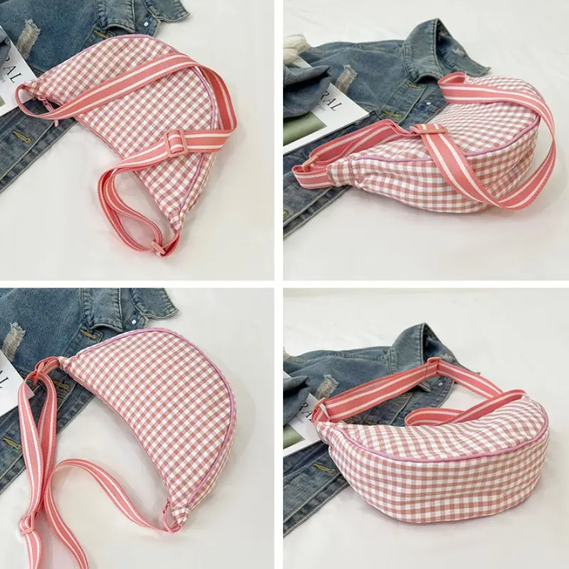 Casual Plaid Hobos Shoulder Bags for Women Large Capacity Commuter Ladies Phone Messenger Bag Summer Travel Girls Handbags Purse