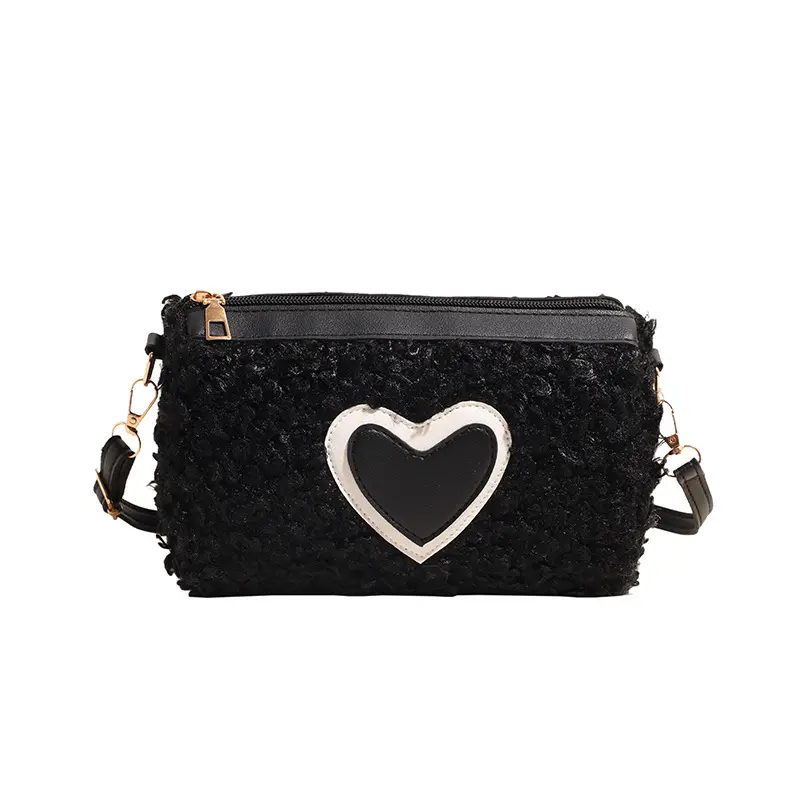 Love Plush Women's Small Barrel-shaped Shoulder Bags Winter Fashion Ladies Crossbody Bag Faux Lamb Wool Female Clutch Purse