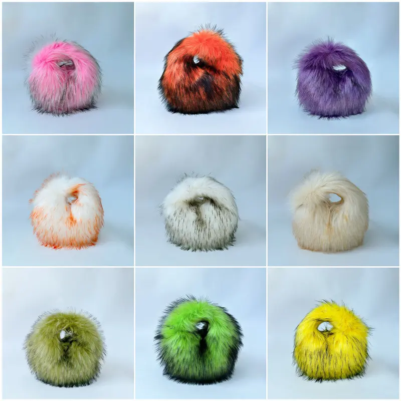 Luxury Faux Fur Hobos Handbags Fluffy Plush Shoulder Bag for Women Winter Fashion Female Furry Underarm Bags Chain Crossbody Bag