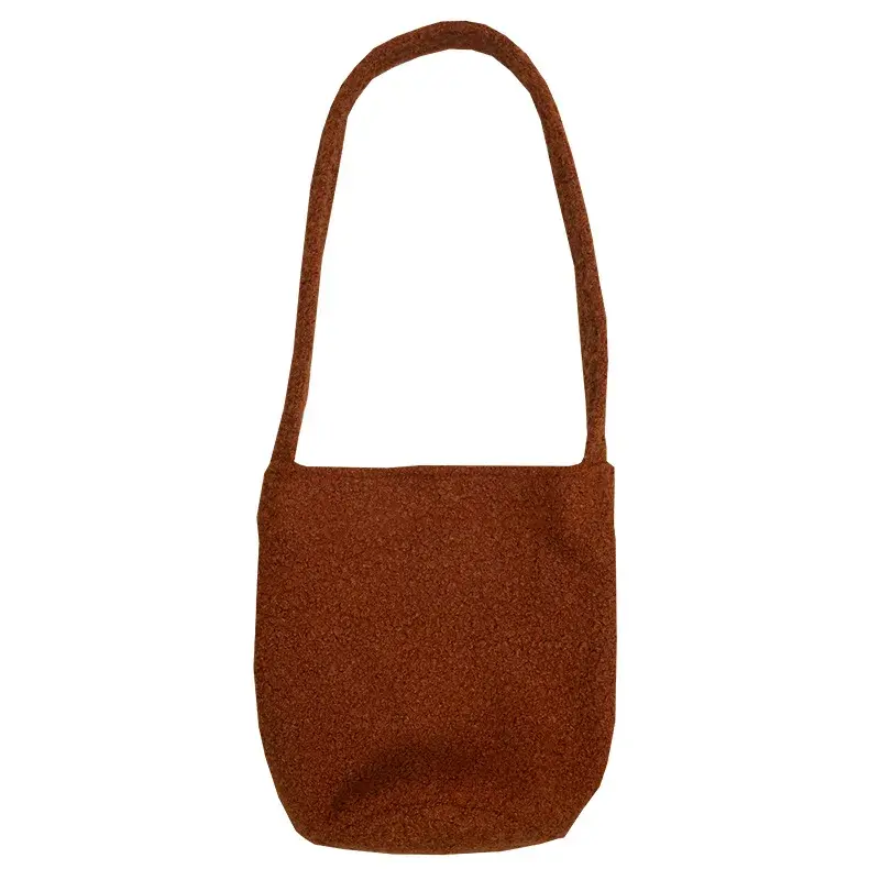 Retro Furry Women's Bucket Shoulder Bags Faux Lamb Wool Ladies Red Crossbody Bag Soft Plush Female Winter Handbags Purse Tote