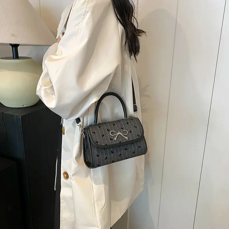 Fashion Bowknot Women's Top-handle Bags Small Square Pu Ladies Shoulder Crossbody Bag Autumn New Female Handbags Clutch Purse