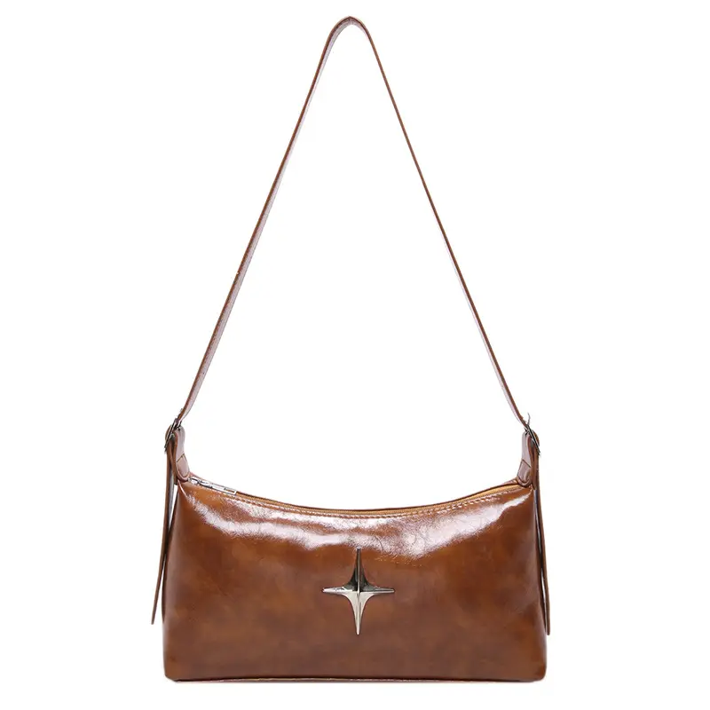 Casual Women's Hobos Shoulder Bags Portable Ladies Star Crossbody Bag Solid Color Soft Pu Leather Female Handbags Clutch Purse