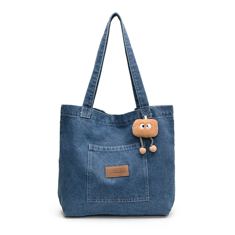 Casual Literary Women's Denim Shoulder Bags Large Capacity Ladies Travel Shopping Bag Simple Female Girls Book Tote Handbags