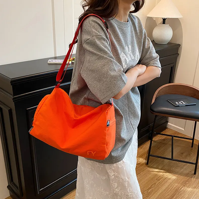 Casual Large Capacity Women Nylon Shoulder Bags Solid Color Ladies Messenger Handbags Simple Travel Sports Female Tote Bag
