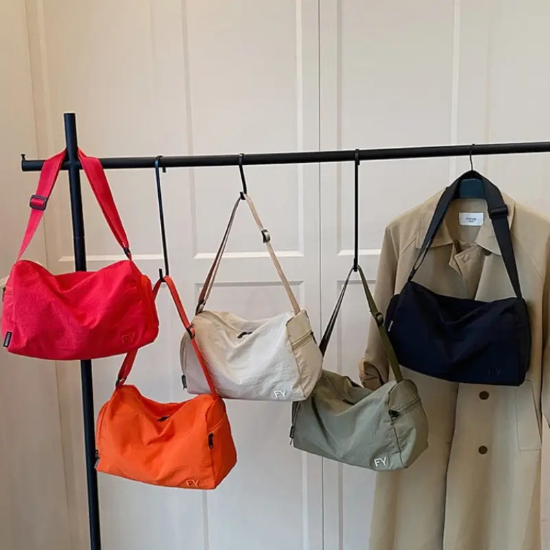 Casual Large Capacity Women Nylon Shoulder Bags Solid Color Ladies Messenger Handbags Simple Travel Sports Female Tote Bag