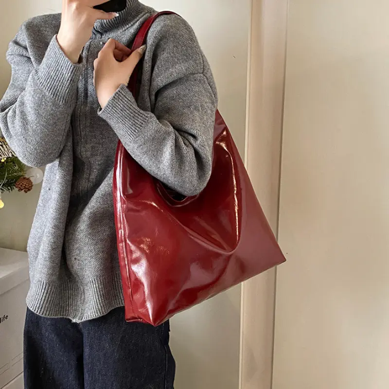 Vintage Pu Leather Women's Shoulder Bags Large Capacity Tote Bag Ladies Fashion Commuter Underarm Female Shoppping Handbags