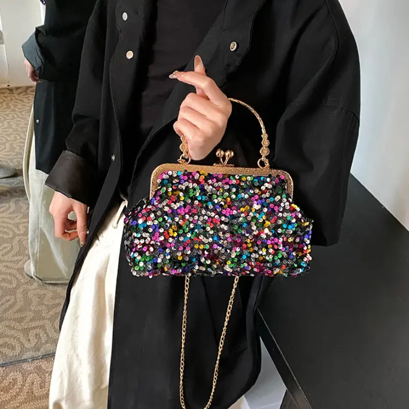 Sequined Small Shell Women's Evening Bags Dinner Party Ladies Chain Shoulder Crossbody Bag Top-handle Purse Female Handbags