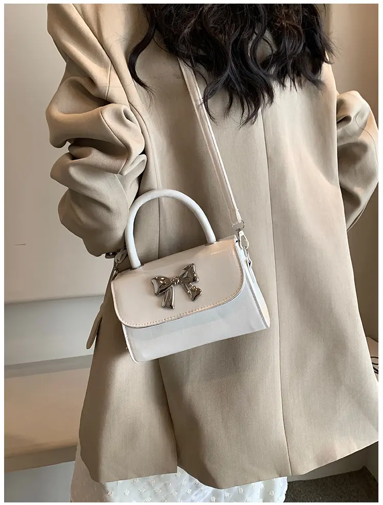 Fashion Bow Women's Small Shoulder Bags Casual Portable Female Square Crossbody Bag PU Leather Ladies Clutch Purse Handbags
