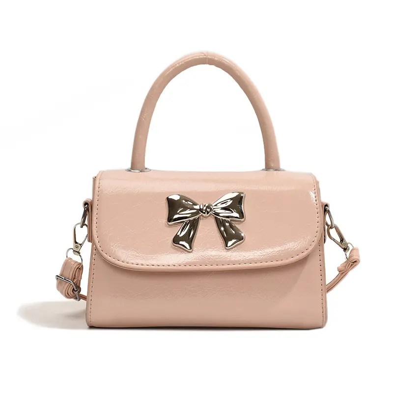 Fashion Bow Women's Small Shoulder Bags Casual Portable Female Square Crossbody Bag PU Leather Ladies Clutch Purse Handbags