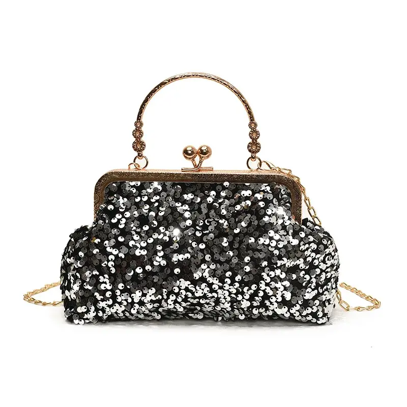 Sequined Small Shell Women's Evening Bags Dinner Party Ladies Chain Shoulder Crossbody Bag Top-handle Purse Female Handbags