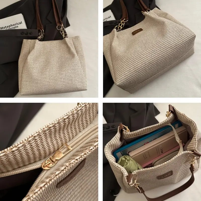 Casual Large Capacity Shoulder Bags for Women Commuter Simple Ladies Underarm Tote Bag Versatile Solid Color Female Handbags