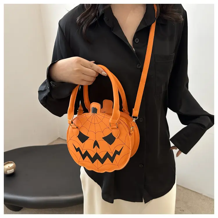 Casual Halloween Fashion Women Messenger Bags Pu Leather Contrast Color Ladies Shoulder Bag Trendy Thread Girls Small Handbag