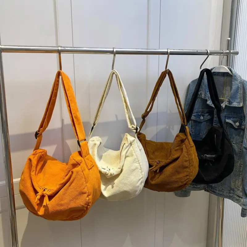 Simple Soft Corduroy Women's Shoulder Bags Fashion Commuter Ladies Crossbody Bag Large Capacity Travel Portable Girls Handbags
