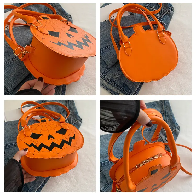 Casual Halloween Fashion Women Messenger Bags Pu Leather Contrast Color Ladies Shoulder Bag Trendy Thread Girls Small Handbag