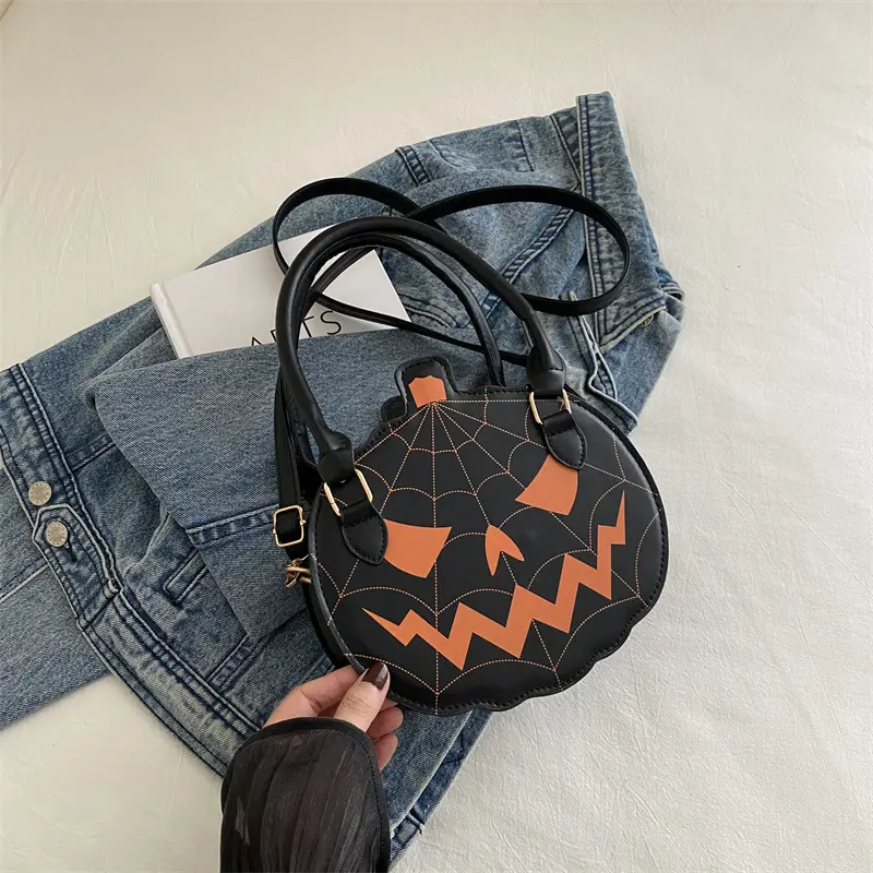 Casual Halloween Fashion Women Messenger Bags Pu Leather Contrast Color Ladies Shoulder Bag Trendy Thread Girls Small Handbag
