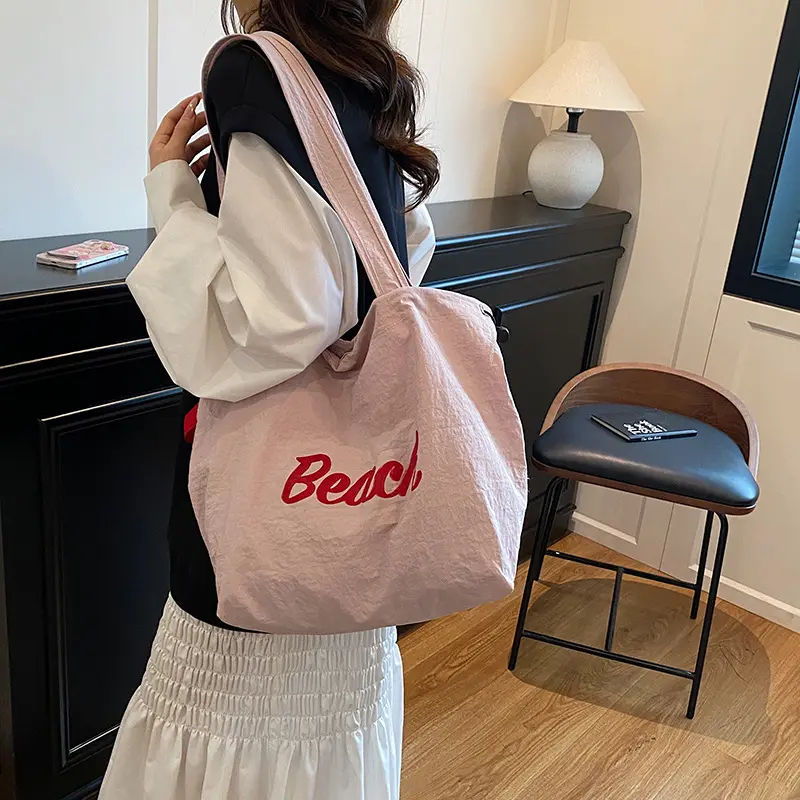Fashion Letter Shoulder Bags for Women Simple Commuter Student Girls Armpit Tote High Capacity Drawstring Design Female Handbags