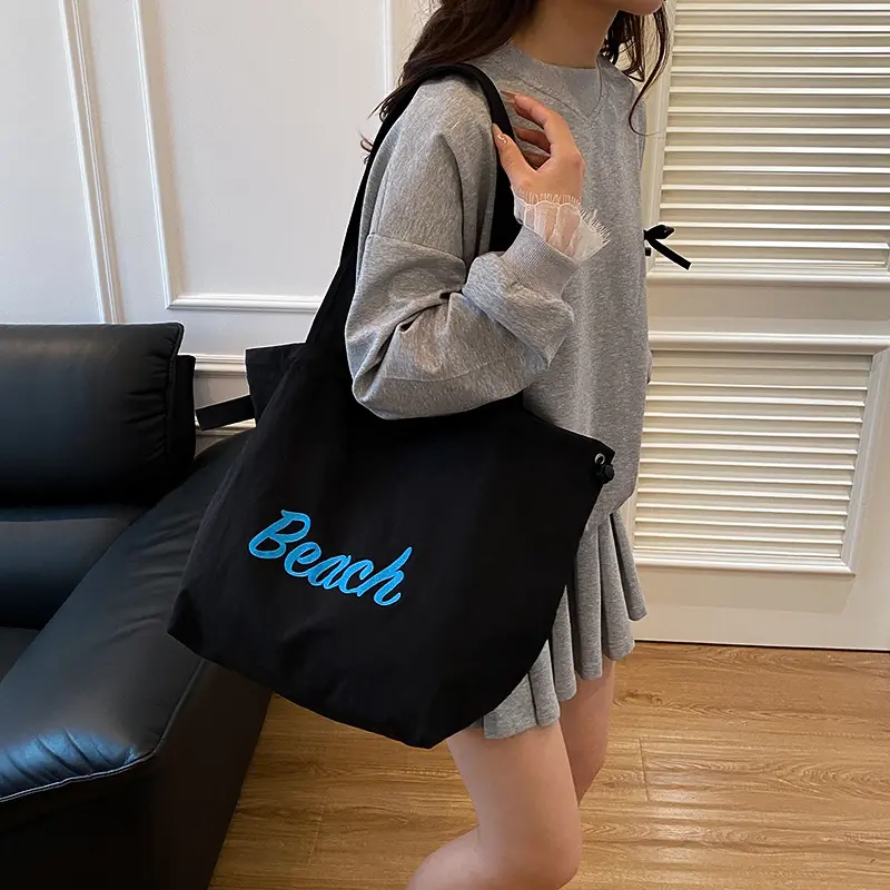 Fashion Letter Shoulder Bags for Women Simple Commuter Student Girls Armpit Tote High Capacity Drawstring Design Female Handbags