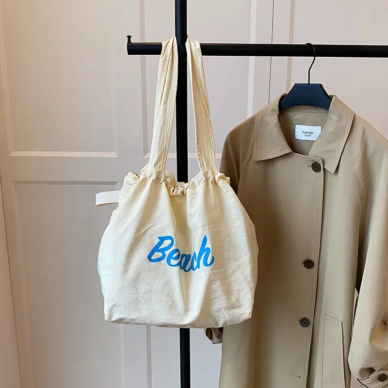 Fashion Letter Shoulder Bags for Women Simple Commuter Student Girls Armpit Tote High Capacity Drawstring Design Female Handbags