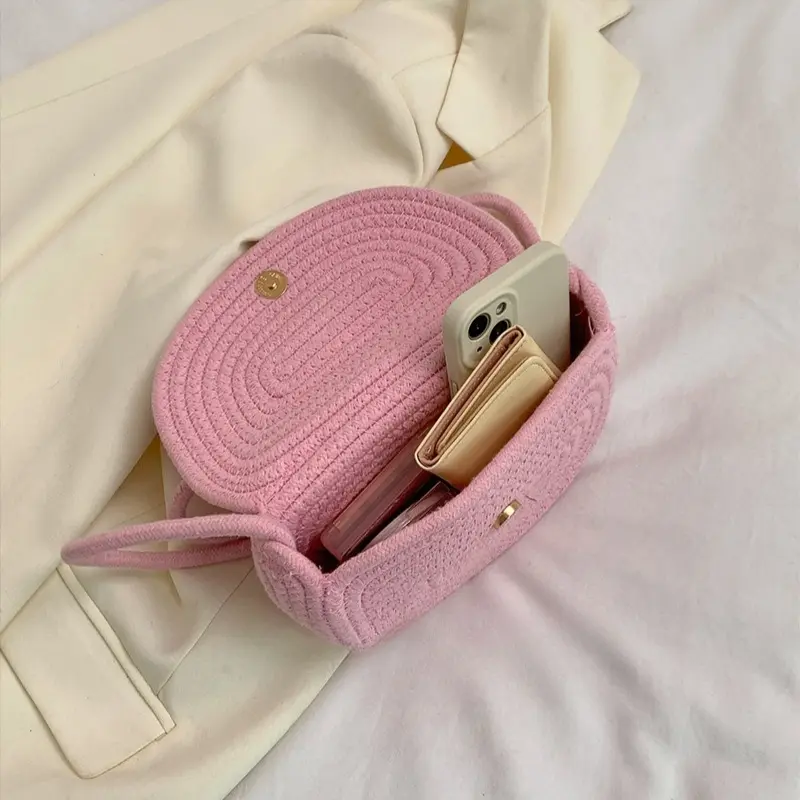 Summer Flower Straw Shoulder Shell Bags for Women Fashion Beach Vacation Ladies Crossbody Bag Purse Casual Female Phone Handbags