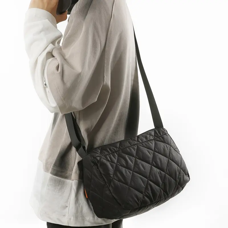 Casual Large Capacity School Girls Messenger Bags Thread Plaid Women's nylon Shoulder Bag Simple Female Crossbody Handbag Purse